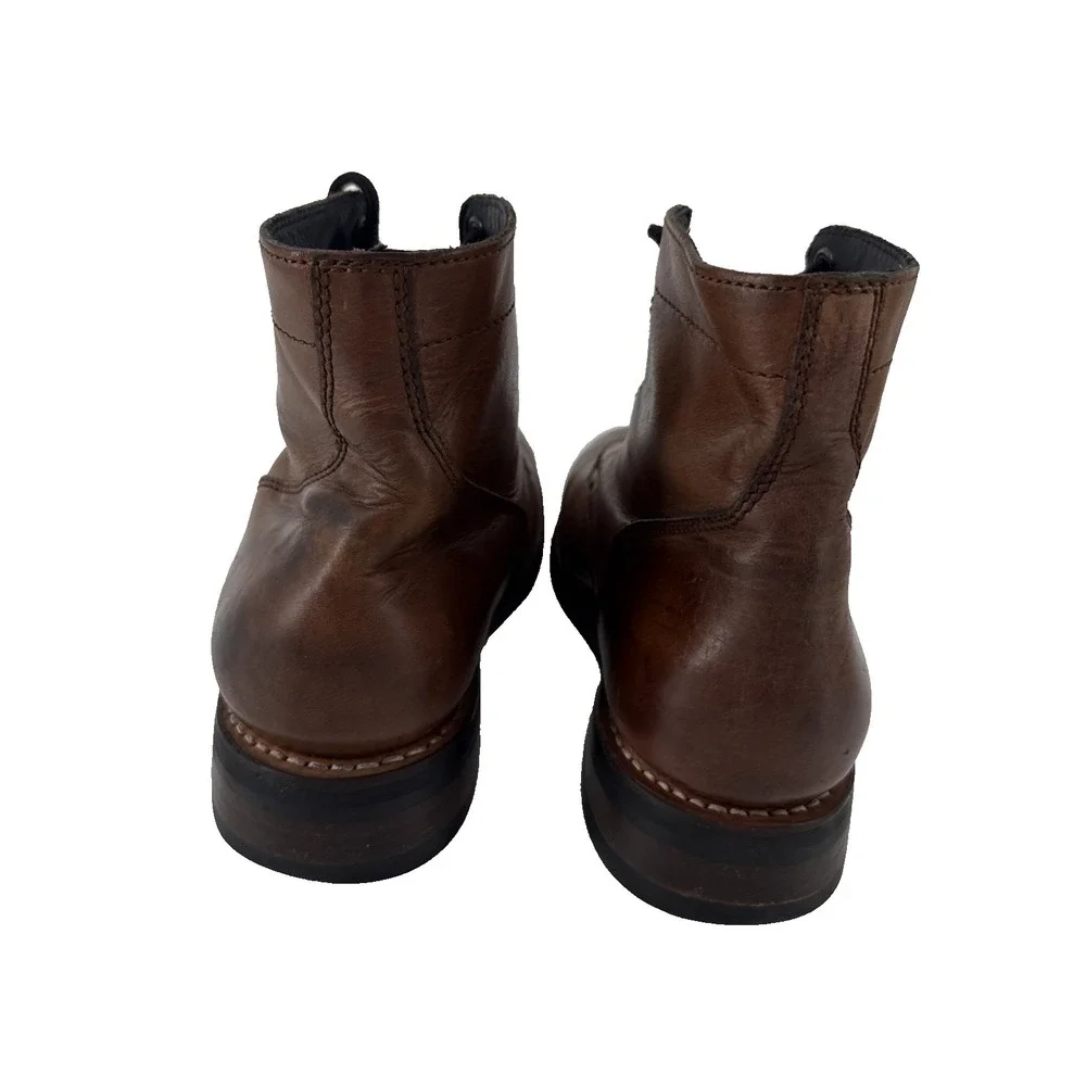Thursday Everyday Captain Boots Men 9 Brown Leather Cap Toe Lace Up Ankle